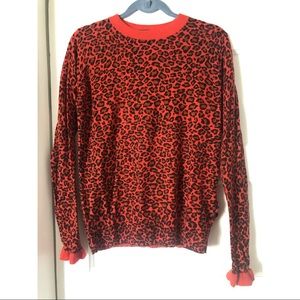 Scotch and Soda red cheetah print cashmere sweater size Large